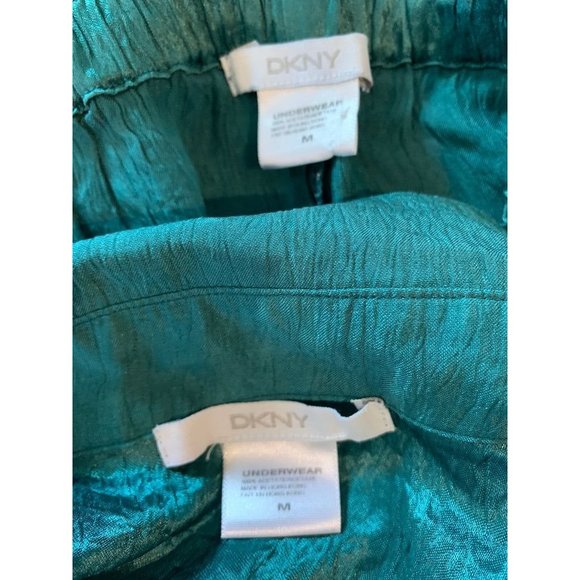 Medium DKNY Women's Emerald Green 2 Piece Loungewear Pajamas Silky Crepe - Picture 14 of 14
